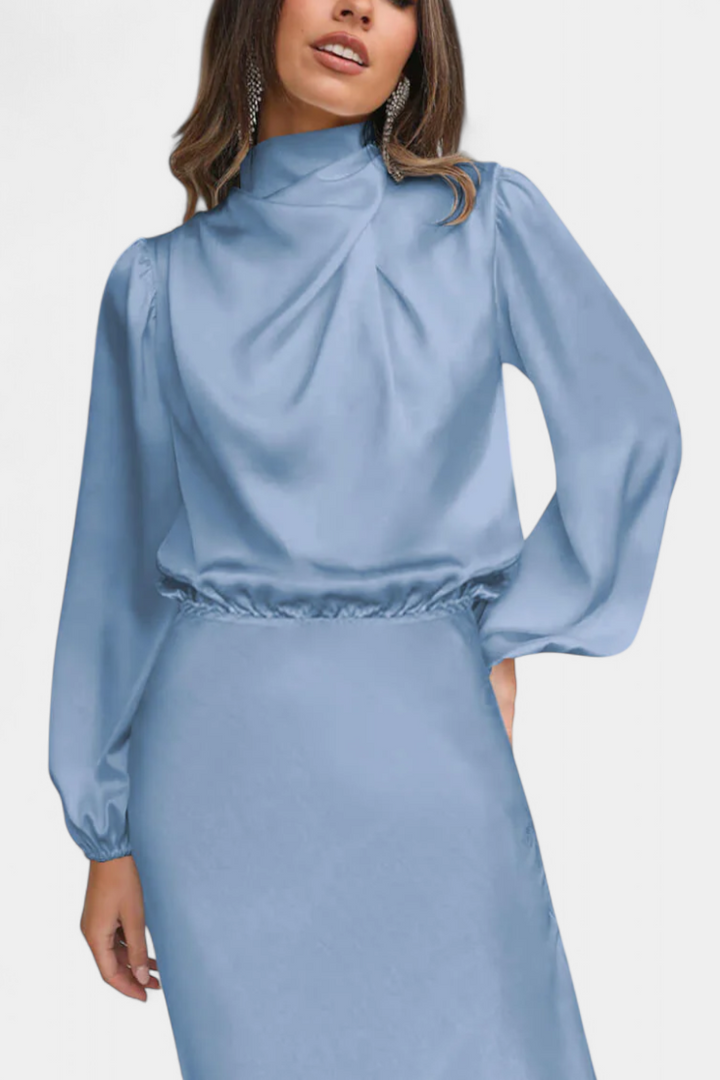 Cecila Vestido Maxi | Cuello Alto | Detalle Floral