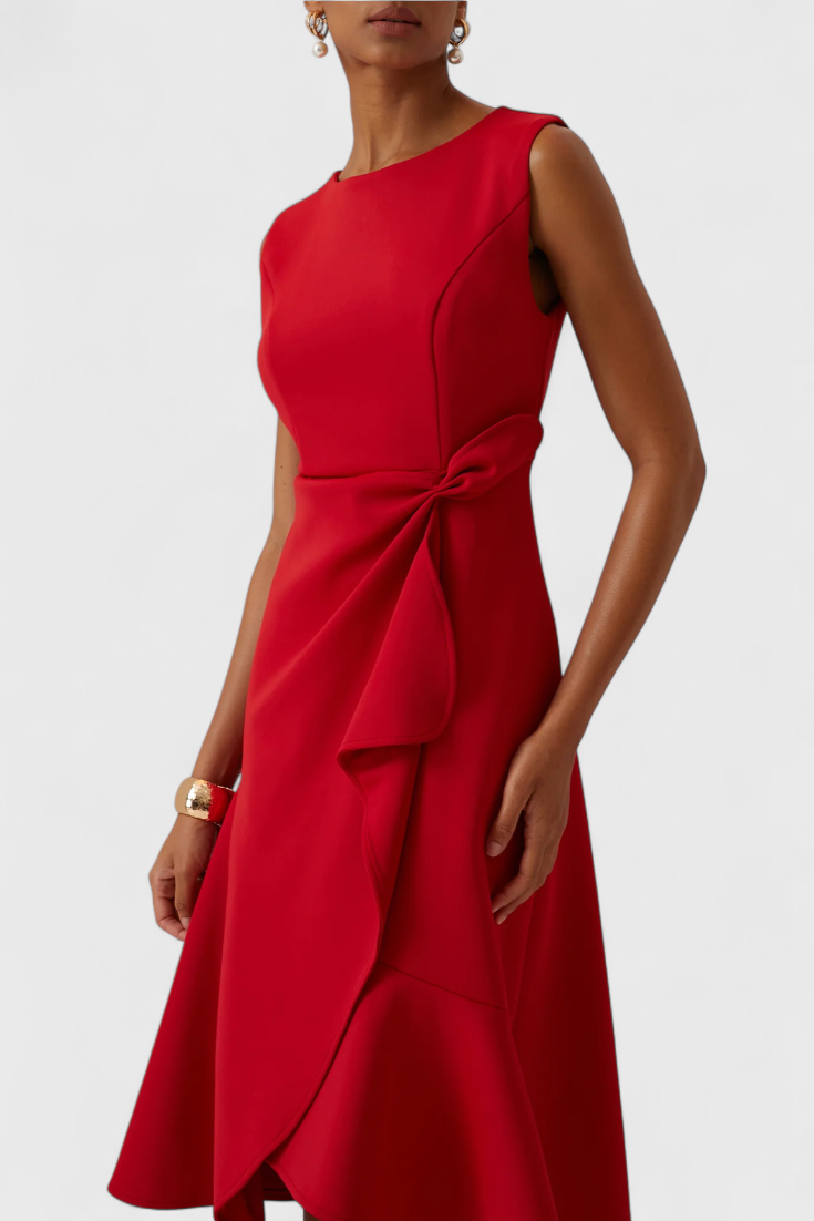 Claudia Vestido Midi Asimétrico | Drapeado Elegante