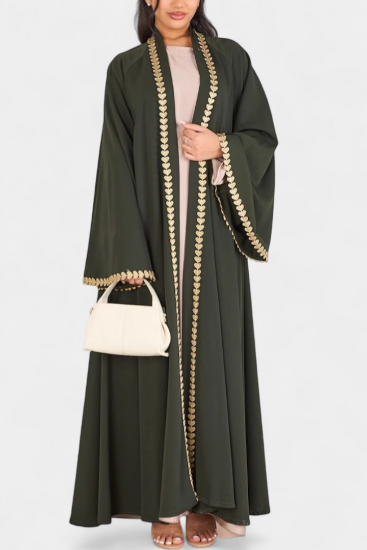 Ginebra Abaya Fluida | Bordado Dorado