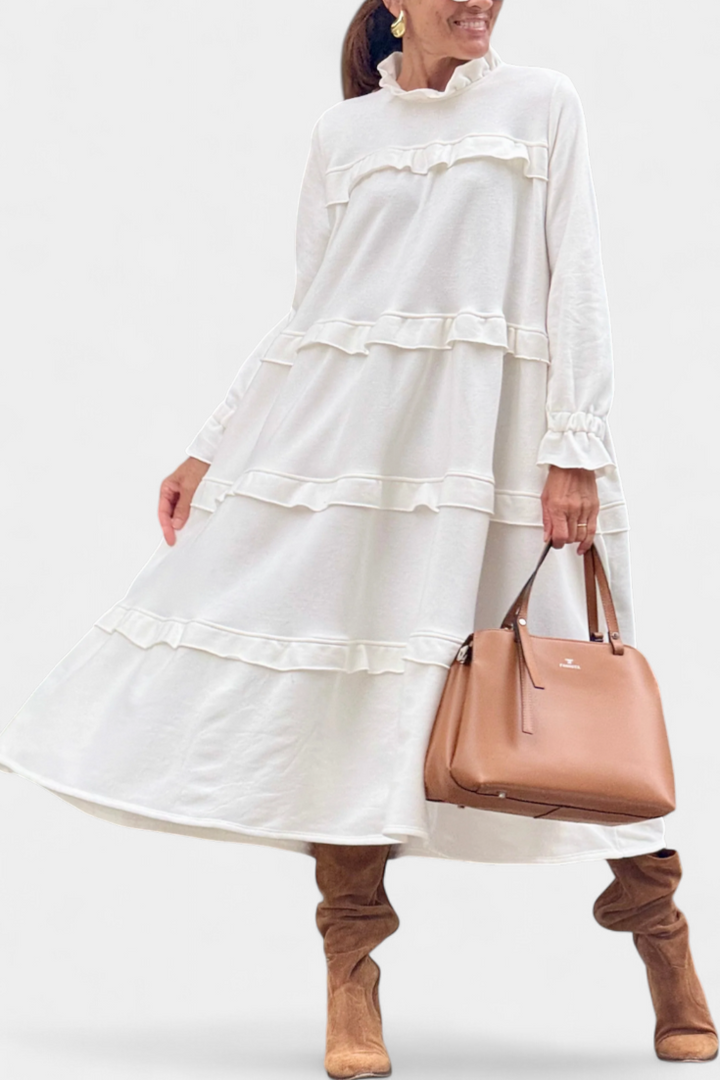 Jada Vestido Sudadera con Volantes | Silueta Casual-Chic