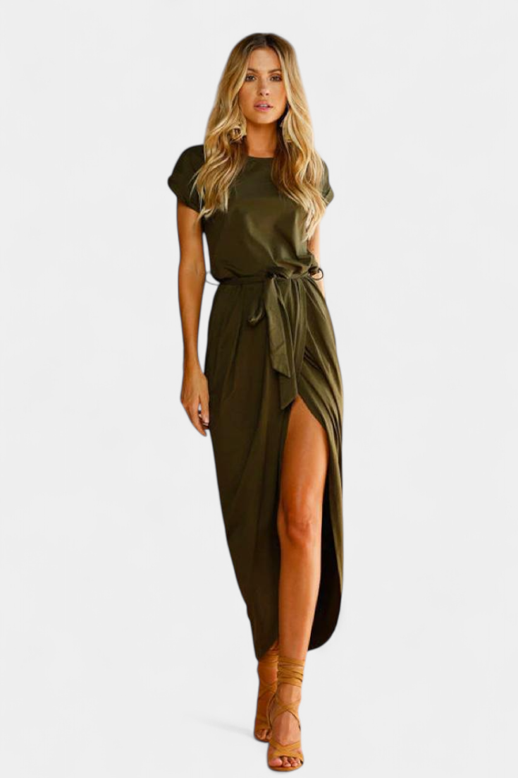 Clarissa Vestido Midi Envolvente | Abertura Lateral