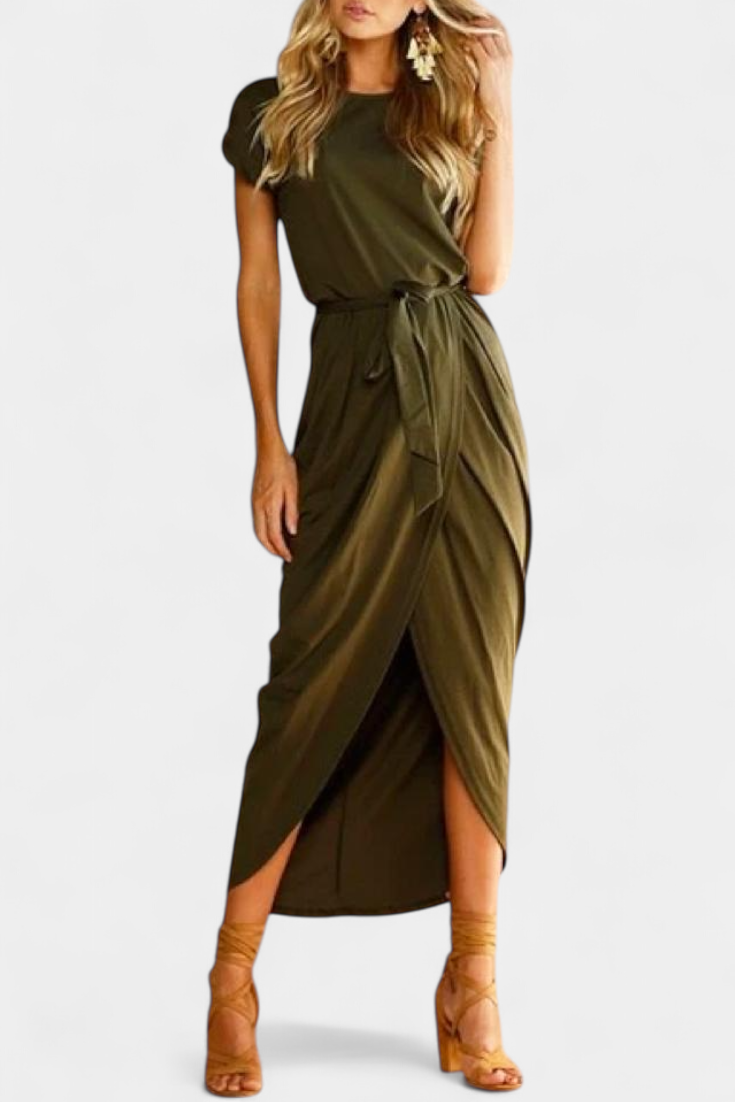 Clarissa Vestido Midi Envolvente | Abertura Lateral