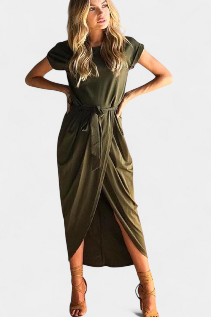 Clarissa Vestido Midi Envolvente | Abertura Lateral